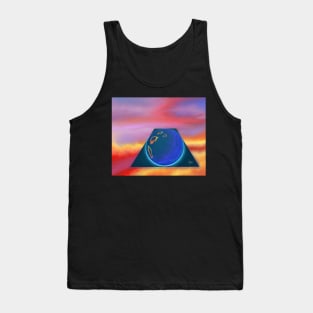 Trippy Planet Moon Space Abstract Pastel Void Sci Fi Glowing Sunset Artwork Unique Cool Tank Top